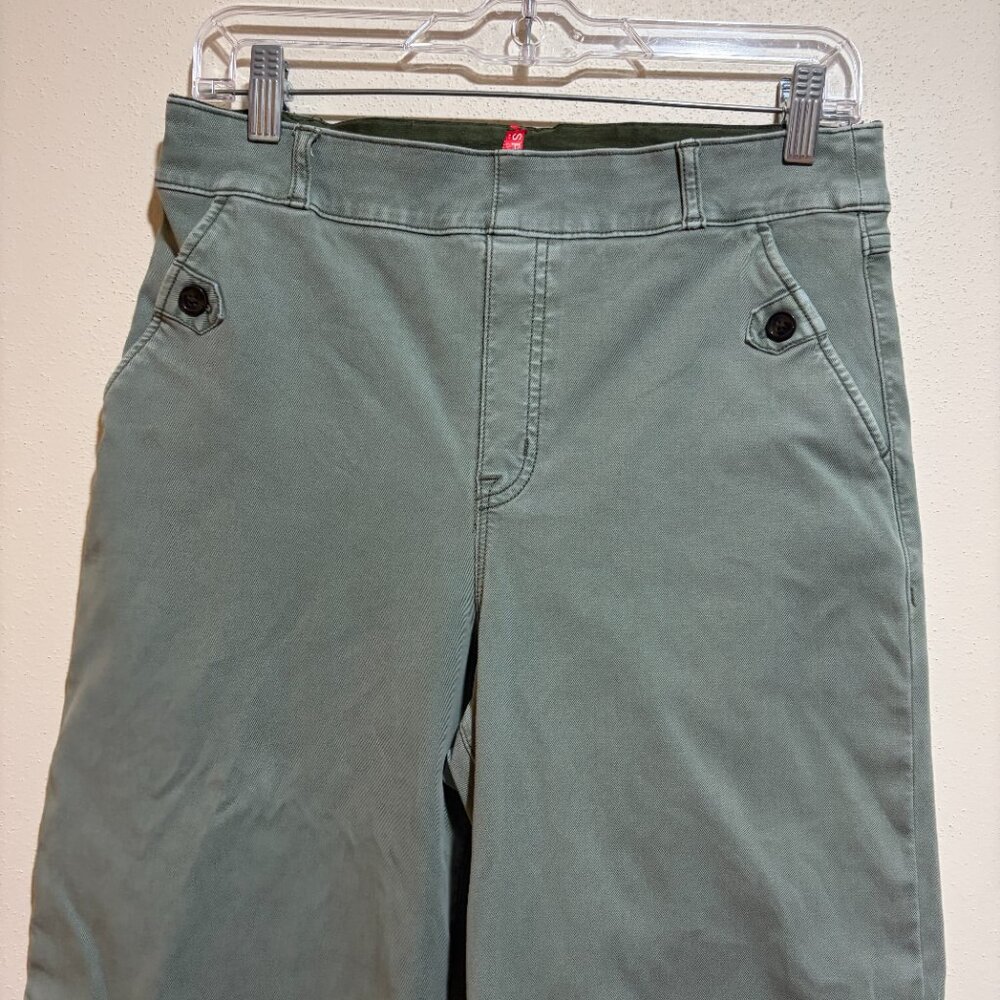 Spanx Stretch Twill Cropped Wide Leg Pant Green - Picture 4 of 14